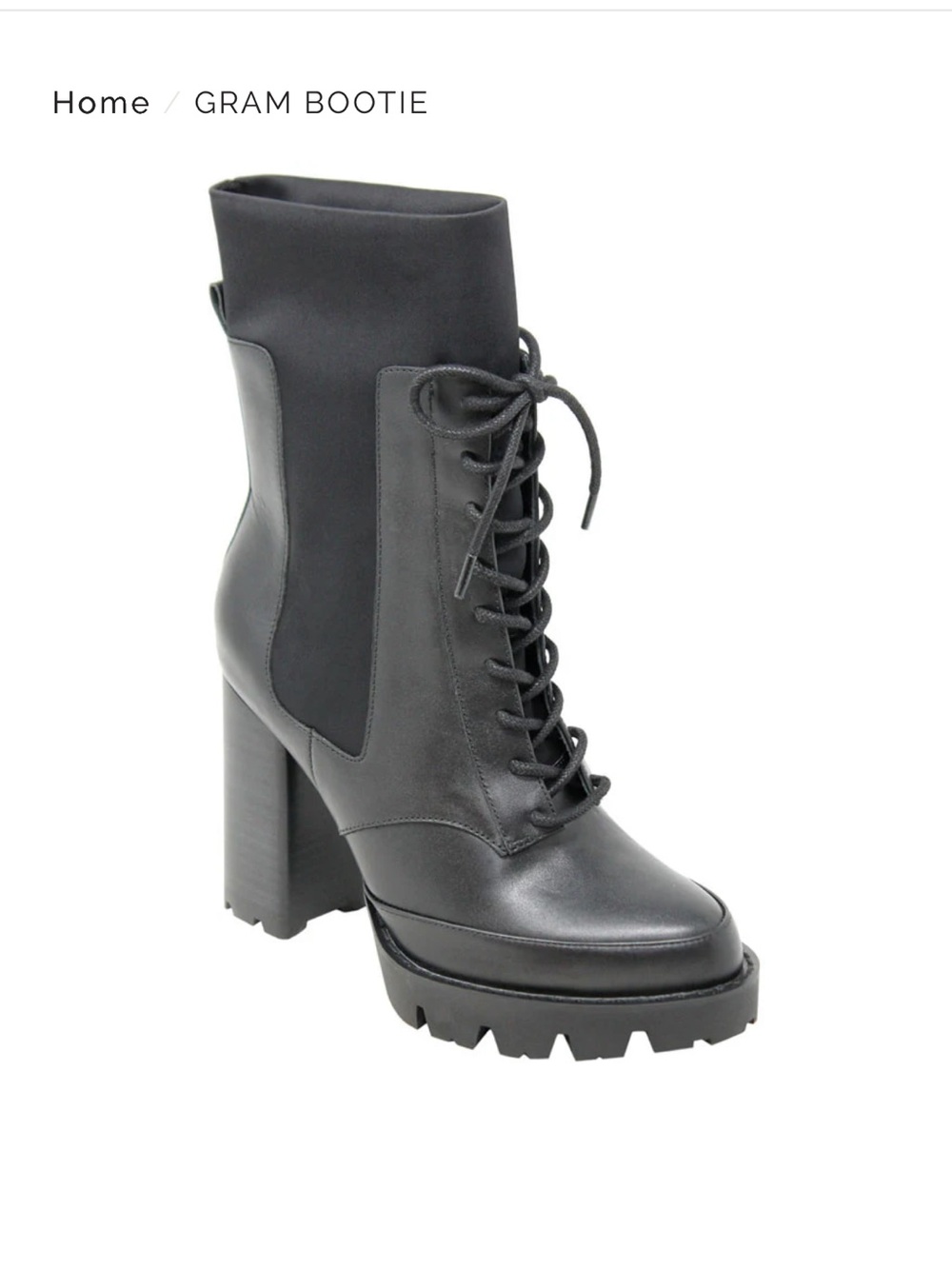 Charles David Black Lace-Up Platform Lug Heel Boot